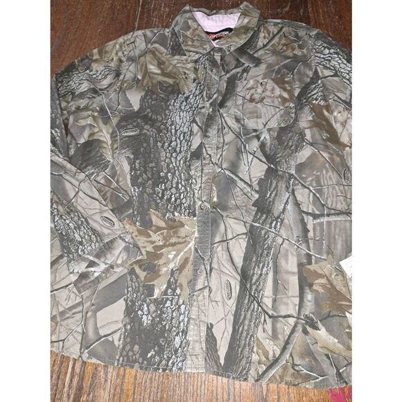 XL 16/18 Outfitters Ridge Long Sleeve Real Tree Hardwood Camo Button Front Shirt - Picture 3 of 5